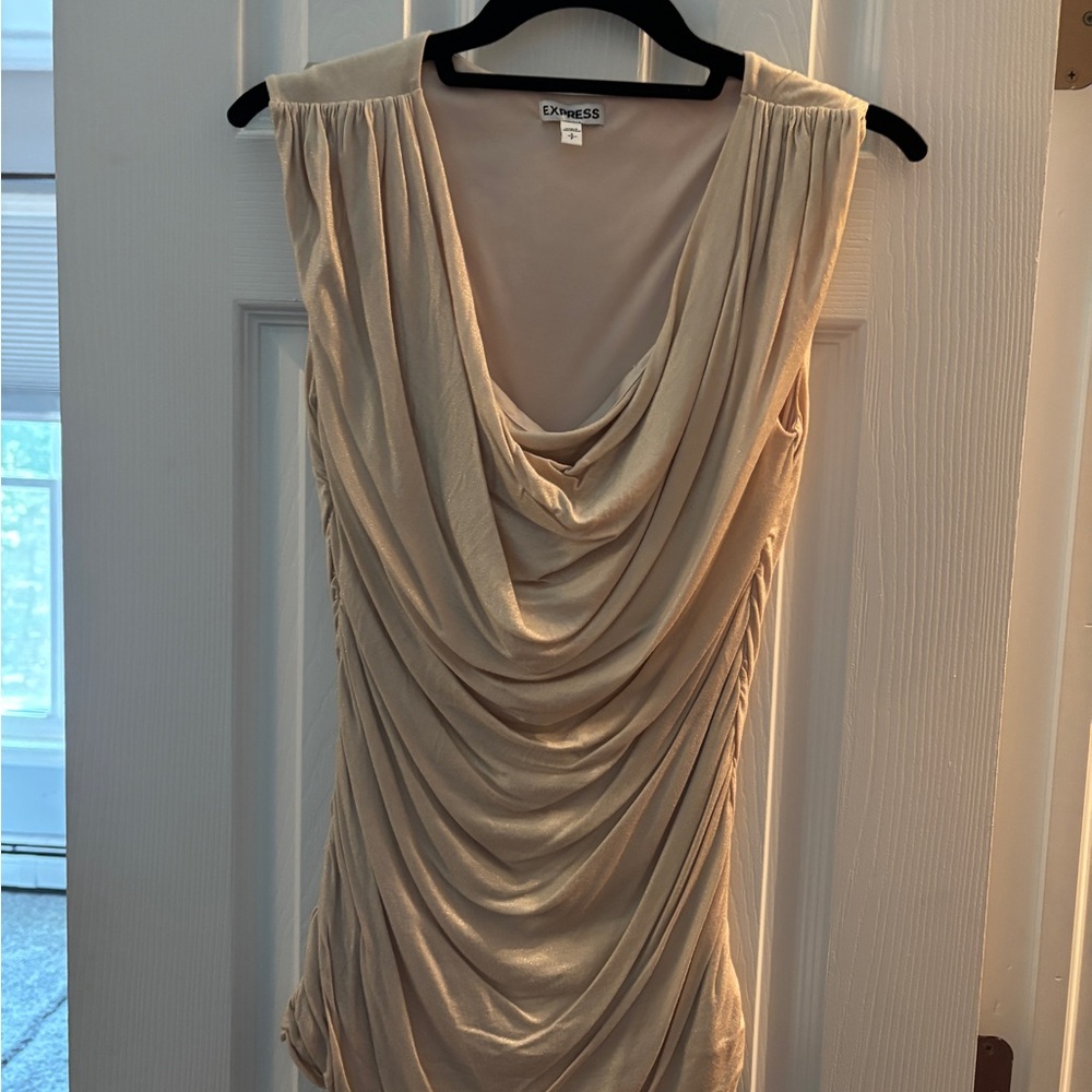 Express Gold Draped Mini Dress